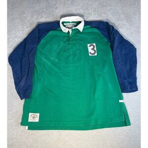 Scotland Yard Authentic Wear Rugby Shirt Mens Size L Green Blue Long Sleeve